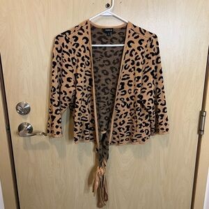 Torrid Caramel Leopard Crop Wrap Sweater